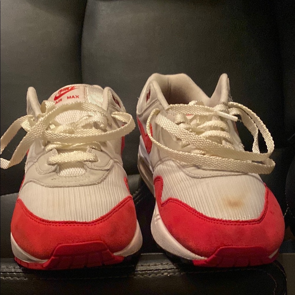 Nike AIR MAX!!! Red and White Sneakers Classic Design BX1 - Picture 5 of 13